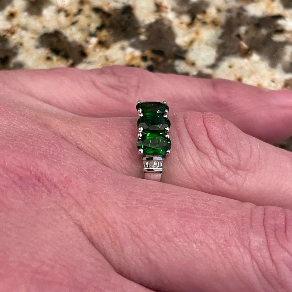 Solid Sterling Silver Size 7 Lab Created Diamond … - image 3